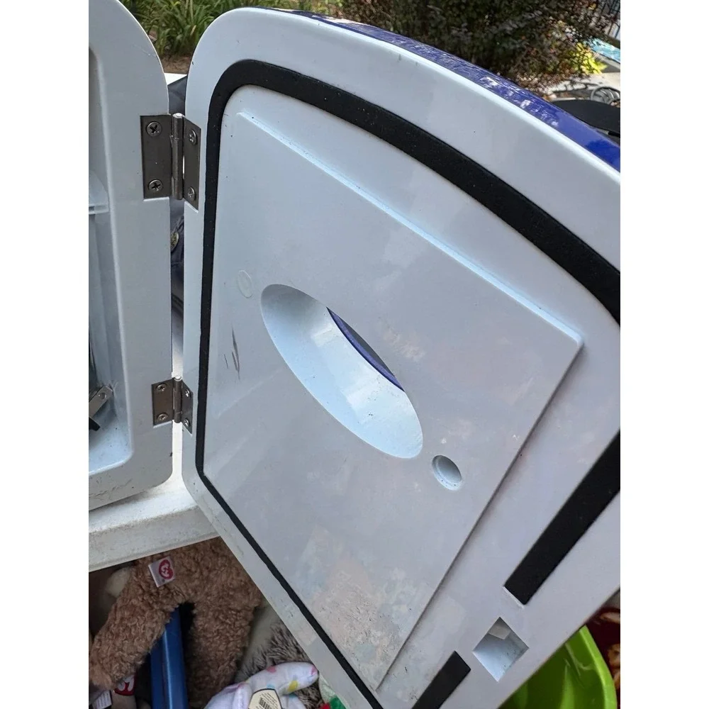 Sunbeam mini-fridge, a compact and portable cooling and warming unit.